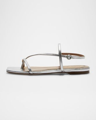Aeyde Ella Metallic Thong Slingback Sandals