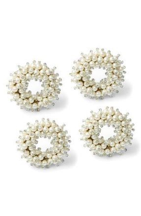 Tiramisu Sculpted Faux Pearl Set of 4 Napkin Rings in Ivory at Nordstrom Rack
