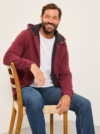Fat Face FatFace Claret Borg Lined Zip Through Hoodie