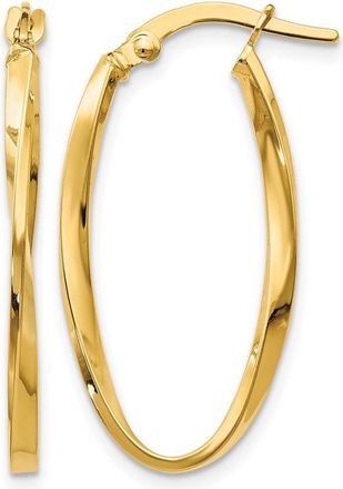 Diamond2Deal 14K Yellow Gold Twisted Oval Shape Hoop Earrings