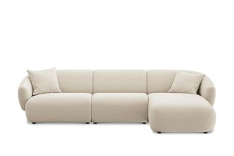 Castlery Auburn Chaise Sectional Sofa Right Facing Customized, (Washed Chenille) Cream, Machine Washable, Modular for Sofas, Castlery Brand