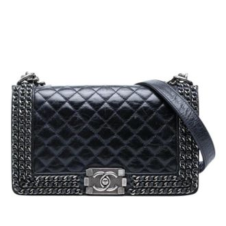 Chanel Pre-owned Boy Flap Bag - Dames - Pre-owned - Blauw - Maat: ONE Size Leer