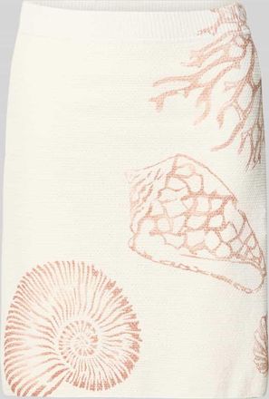 Marc Cain Knielanger Rock mit Allover-Motiv-Print in Offwhite, Gr&ouml;&szlig;e 36