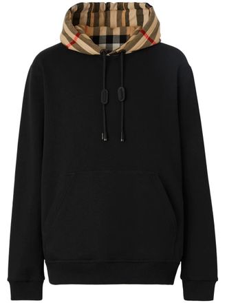 Burberry Check-Hood Cotton Hoodie