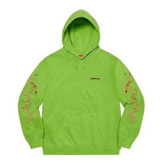 SUPREME Dragon Overdyed Hooded Sweatshirt Green Red SUP-SS20-670