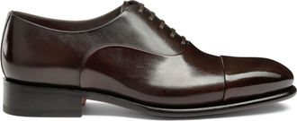 Santoni Isaac Model Antiqued Leather Oxford Shoes