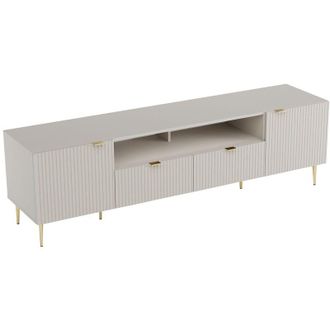 Vente-Unique Vente-unique - Mobile tv con 2 ante, 2 cassetti e 2 nicchie in mdf e Acciaio Beige e Dorato - yesinia