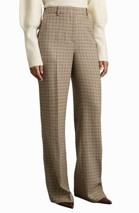 Reiss Vida Wool Wide Leg Pants in Brown Check at Nordstrom Rack, Size 2 Us / 6 Uk