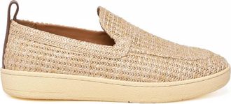 Lanvin Beige Raffia-Textured Slip-On Loafers