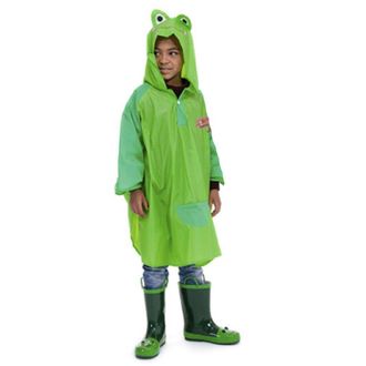 KS Brands Childrens PVC Frog Poncho/Raincoat One Size Age 4-8 Green