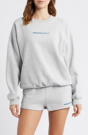 Princess Polly Logo Graphic Crewneck Sweatshirt in Grey at Nordstrom, Size 10