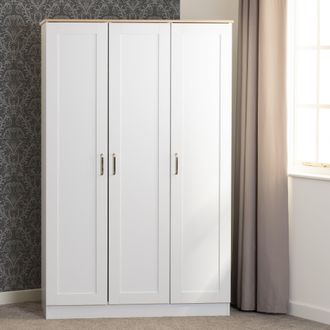 Seconique Portland 3 Door Wardrobe in White