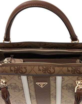 Guess Womens Crossbody Bag Latte Logo-Brown Polyurethane Satchel-bags