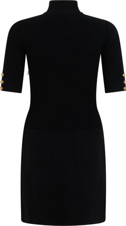Elisabetta Franchi Womens Knitted Mini Dress With Scarf - Black Viscose