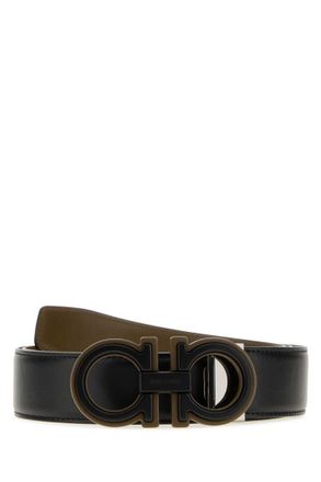 Ferragamo Black Solid Reversible Belt