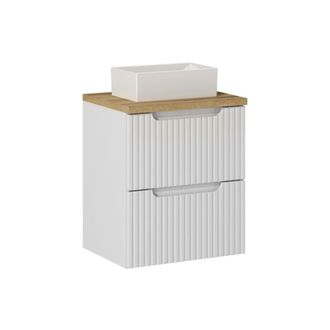 Petits Meubles Mueble lavabo 2 cajones estratificado Blanco marr&oacute;n
