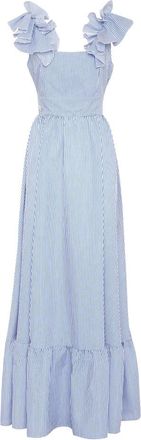 Philipp Plein Kleedjes, Dames, Blauw, M, Katoen, Lange Jurk