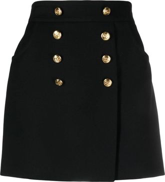 Gucci button-up crepe skirt - women - Silk/Wool - 38 - Black