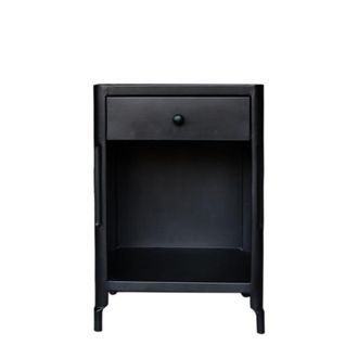 Decoclico Mesita de noche de metal negro con 1 caj&oacute;n 1 nicho