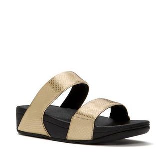 FitFlop Lulu Metallic Snake Slides in Platino at Nordstrom, Size 10