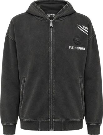 Plein Sport Washed Fleece Zip Hoodie - Heren - Sport - Zwart - Maat: M Fleece