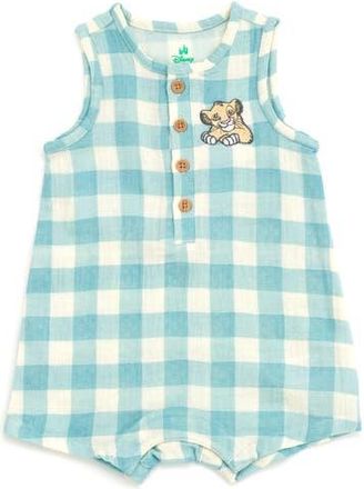 Disney Sleeveless Gauze Romper in Simba Green Green at Nordstrom, Size Newborn