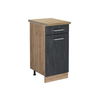Vicco Mueble Bajo De Cocina R-line, Hormig&oacute;n Negro, 40 Cm Et Roble