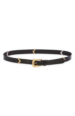 AllSaints Arrow Ornament Leather Belt in Black /Antique Brass at Nordstrom Rack, Size X-Large