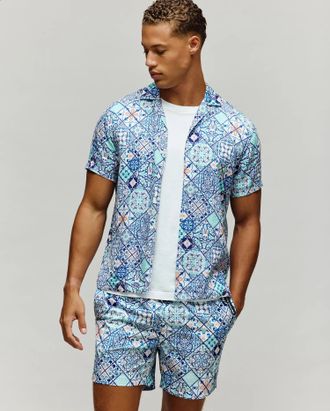 Psycho Bunny Mens Nivar Tencel Shirt 431 MULTI BLUE / XXXL