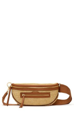 Hammitt Medium Charles Crossbody Bag in Cocoa Raffia/Gold at Nordstrom