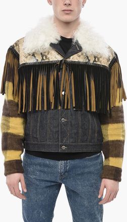 Dsquared2 Western Mesh-Up Jacket in Mixed Fabrics with Fringes Dsquared2