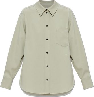 Victoria Beckham Pocket Shirt - Dames - Overhemden - Groen - M - Wol - Overhemden
