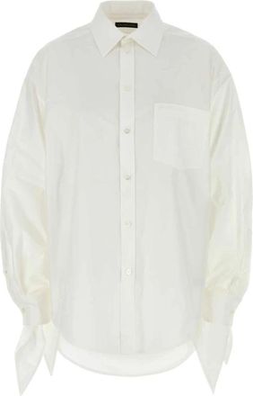 Balenciaga Blouse met Strikmanchetten - Dames - Overhemden - Wit - M - Katoen - Overhemden