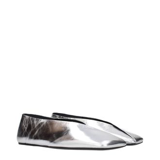 Jil Sander Metallic Leather Ballet Flats - Silver