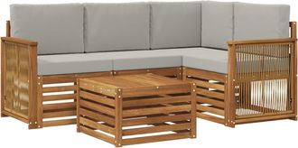 vidaXL Conjunto De Sof&aacute;s De Exterior 5 Uds. Natural Y Gris Claro Vidaxl