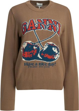 Ganni Maglione girocollo - - Knitwear - Donna - Marrone - S