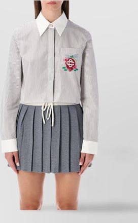 Casablanca striped long sleeve drawstring waist shirt