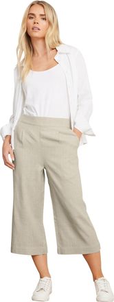M&Co Petites Petite Natural Brown Wide Leg Linen Culottes - Womens
