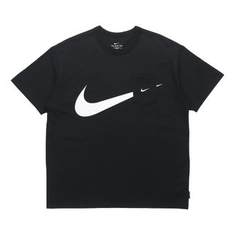 Nike Sportswear Swoosh Casual Sports Round Neck Logo Pocket Short Sleeve Black DJ4134-010