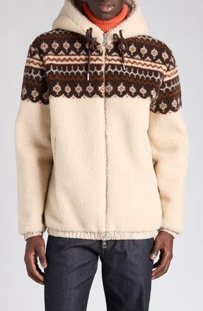 Moncler Fleece Hooded Jacket in Beige at Nordstrom, Size Xx-Large