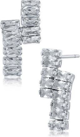 Kenneth Jay Lane Baguette Cubic Zirconia Double Bar Drop Earrings in Clear/Silver at Nordstrom Rack