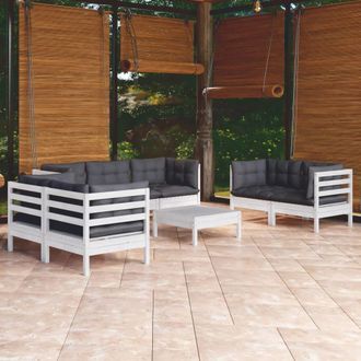 vidaXL Muebles De Jard&iacute;n 8 Pzas Con Cojines Madera Maciza De Pino Vidaxl