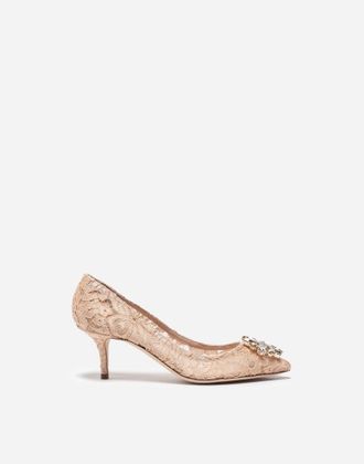 Dolce & Gabbana Lace Rainbow Pumps With Brooch Detailing - Woman Pumps And Slingback Pink Lace 41.5