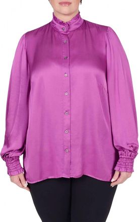 Mayes NYC Torie Ruffle Collar Blouse In Berry