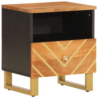 vidaXL Comodino Marrone e Nero in Legno Massello di Mango - Vidaxl
