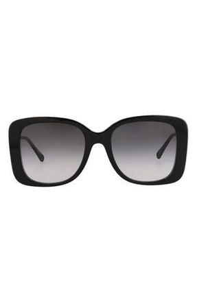 Chlo&eacute; 55mm Square Oversize Sunglasses in Black Black Grey at Nordstrom Rack