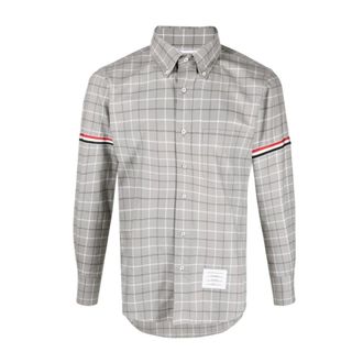 Thom Browne Grey Tattersall Check Cotton Shirt - male - Thom Browne - Casual Shirts - Gray - S - Shirts