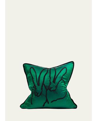 Hunt Slonem Embroidered Bunny Silk Pillow, 20