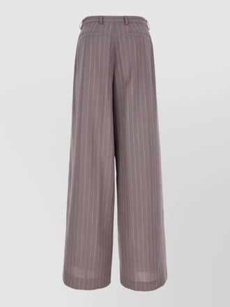 Dries Van Noten embroidered cotton trousers pinstripe belt loops