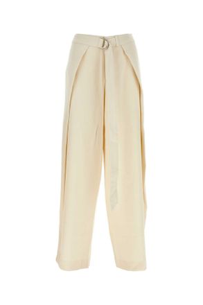 Ami Ami Ivory Viscose Blend Wide Leg Pant